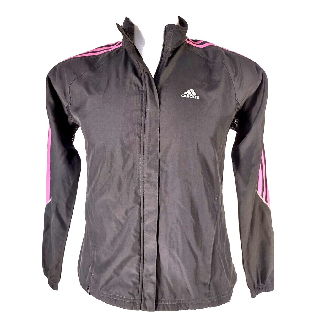 Adidas Windbreaker Jacket Women's M Athleisure Gorp Core Black Pink Y2K Clima365